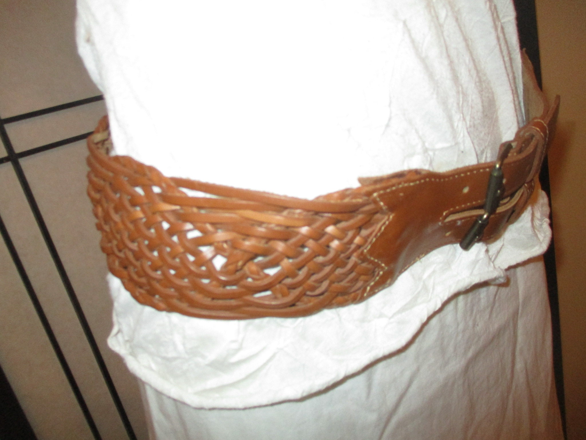 Betsey Johnson Leather Woven Wide Belt Stars M Betsey Johnson Wide Woven Leather Belt Large - Etsy main image 2