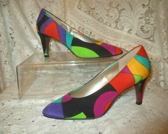 Connie mod print fabric pumps 6 1/2