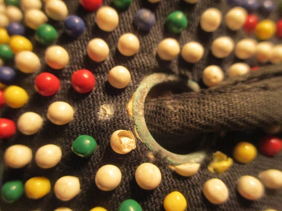 antique beaded drawstring pouch/bag/wristlet - image 9