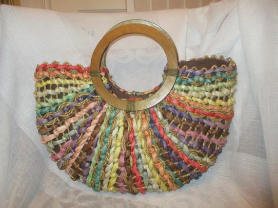 Cappelli Straworld Crescent Tote With Wood Handles Etsy Ireland