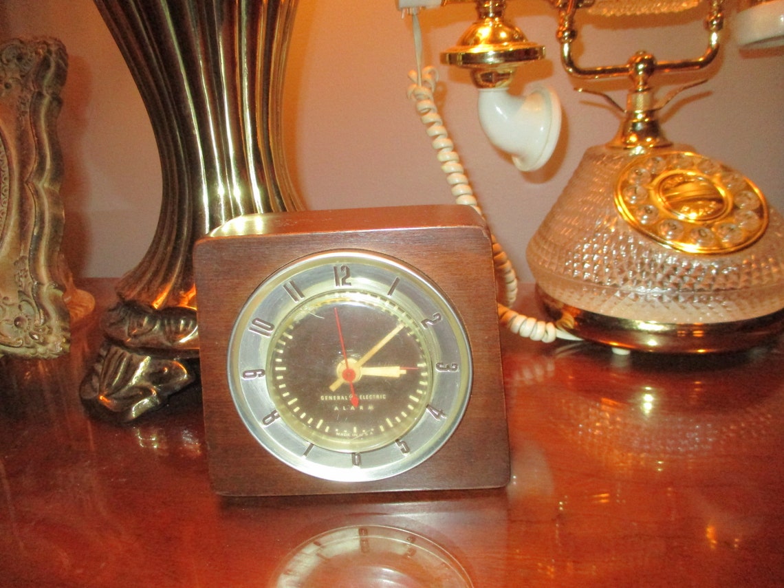 General Electric Art Deco Wood Case Electric Alarm Clock Etsy