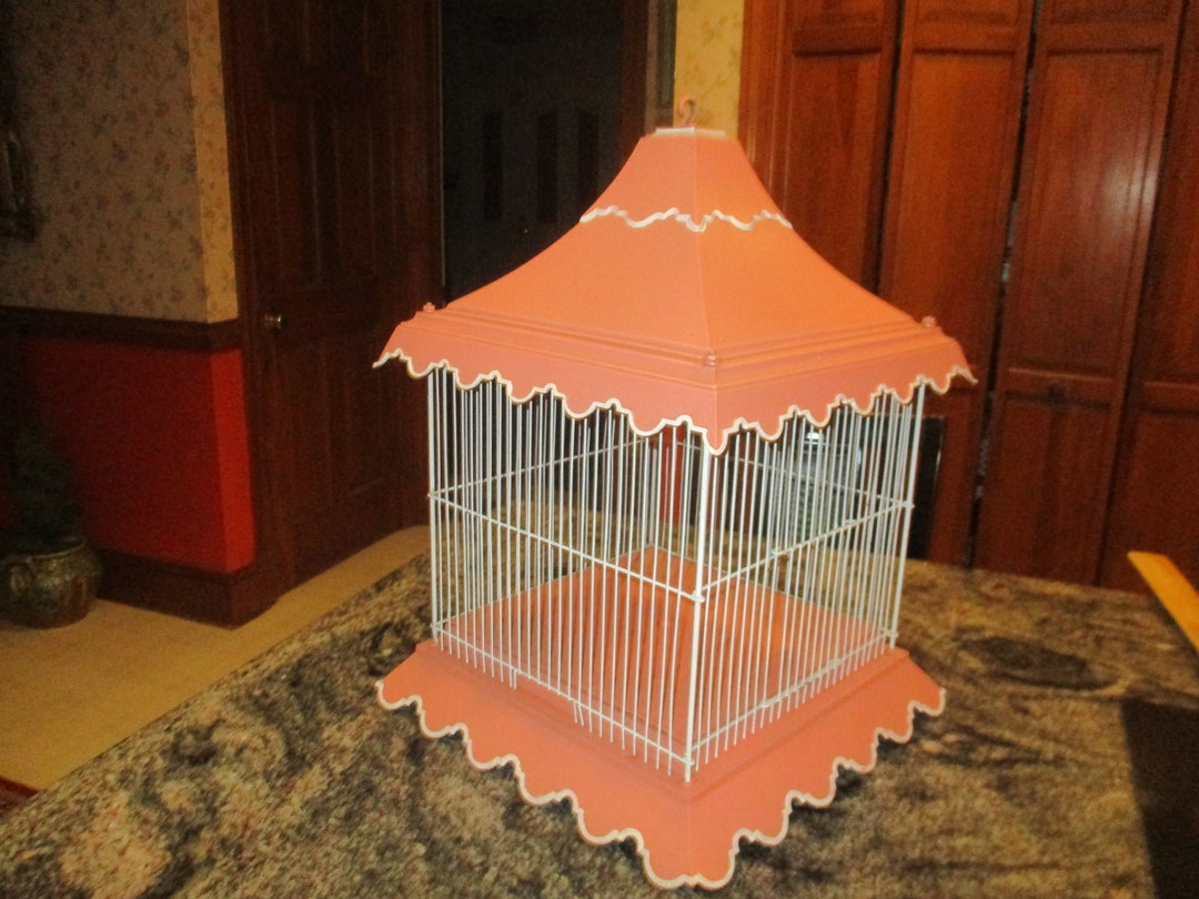 Decorative Hand Painted Wood Bird Cage Etsy