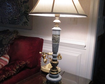 Vintage Solid brass and marble lamp base