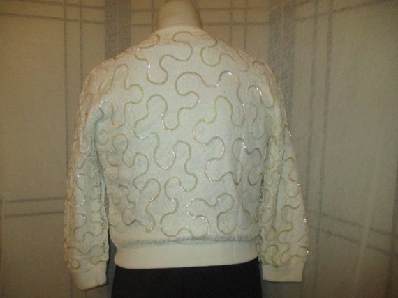 Jaymar knitwear sequined lace cardigan sweater - image 4