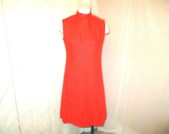 Bill Blass for Maurice Rentner tangerine sleeveless dress