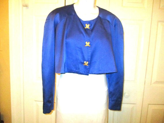 cropped satin swing jacket/blazer - image 1