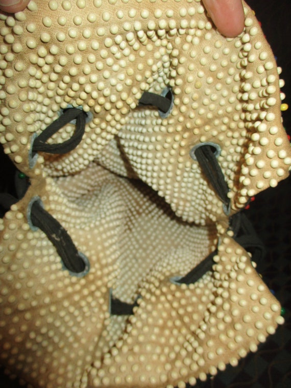 antique beaded drawstring pouch/bag/wristlet - image 3
