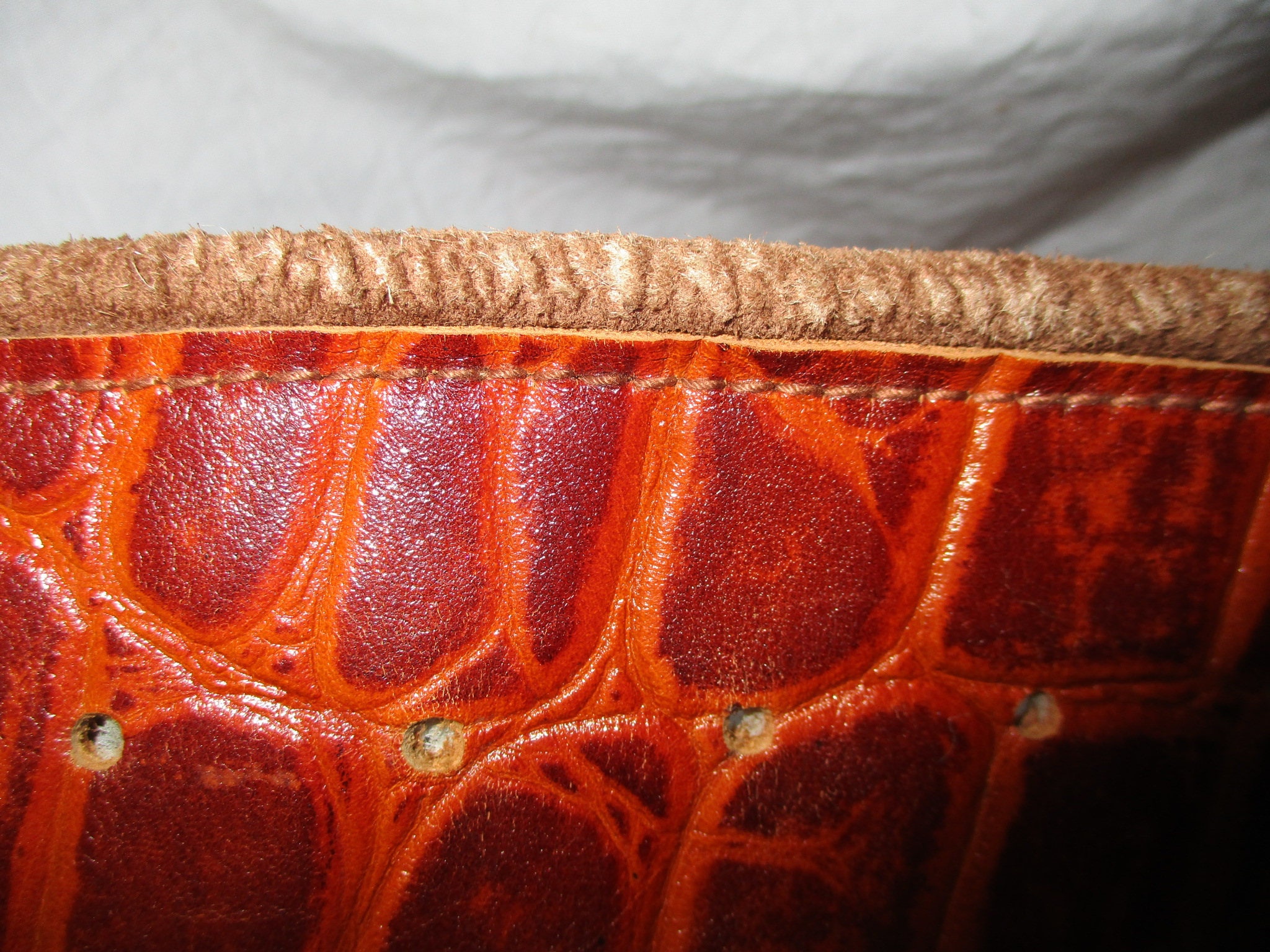 Express Compagnie Internationale Made In Italy Croc Print Vintage Leather Belt Campagnie International Express Croc Embossed Leather Belt  main image 2