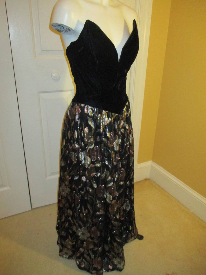 vintage Jessica McClintock strapless evening dress