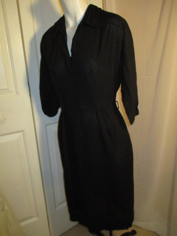 3/4 sleeve 1940's linen dress - image 3