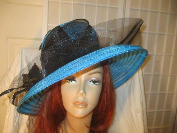 Derby hat (wide brim vintage) Accessories | Vintage Wide Brim Churchderby Hat W Mesh Bow  main image 3