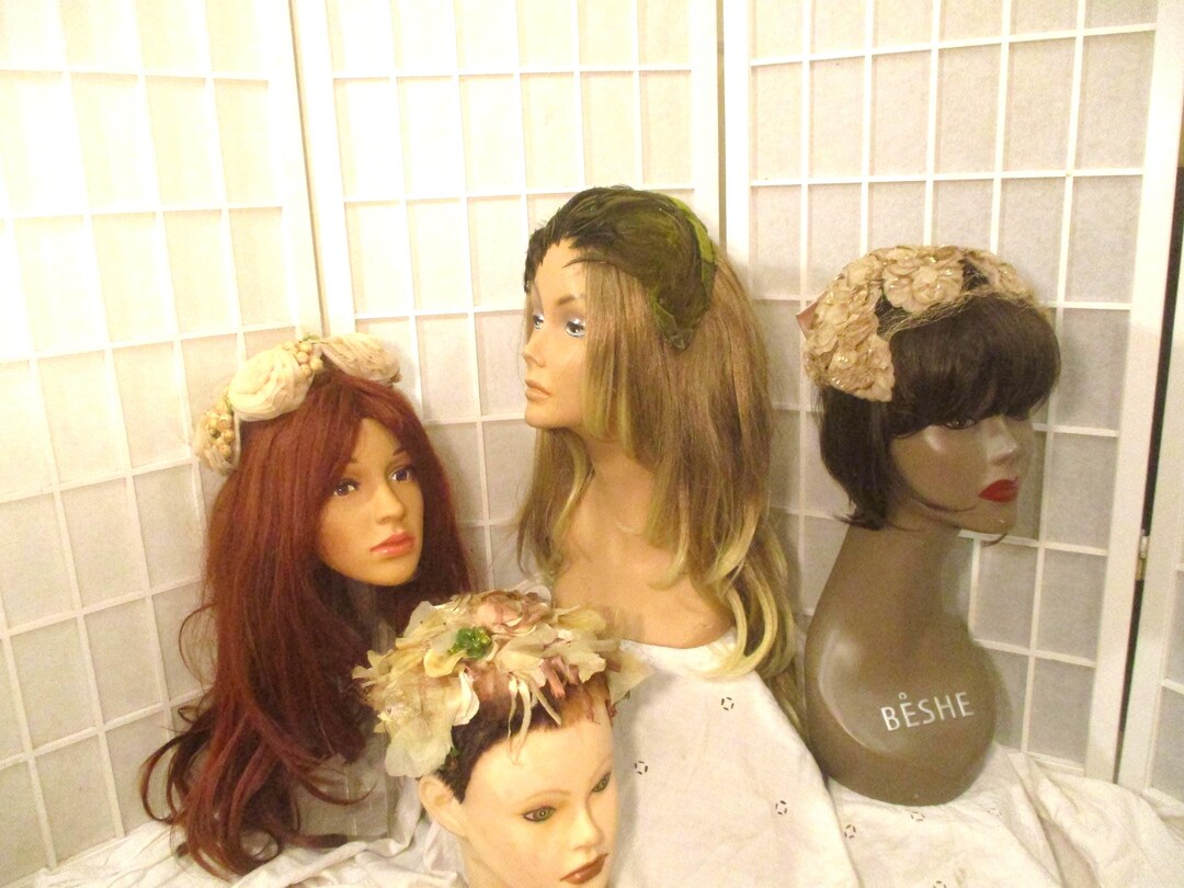4 vintage fascinators Women 1950s Vintage Look Polyester Saucer Headpiece  main image 4