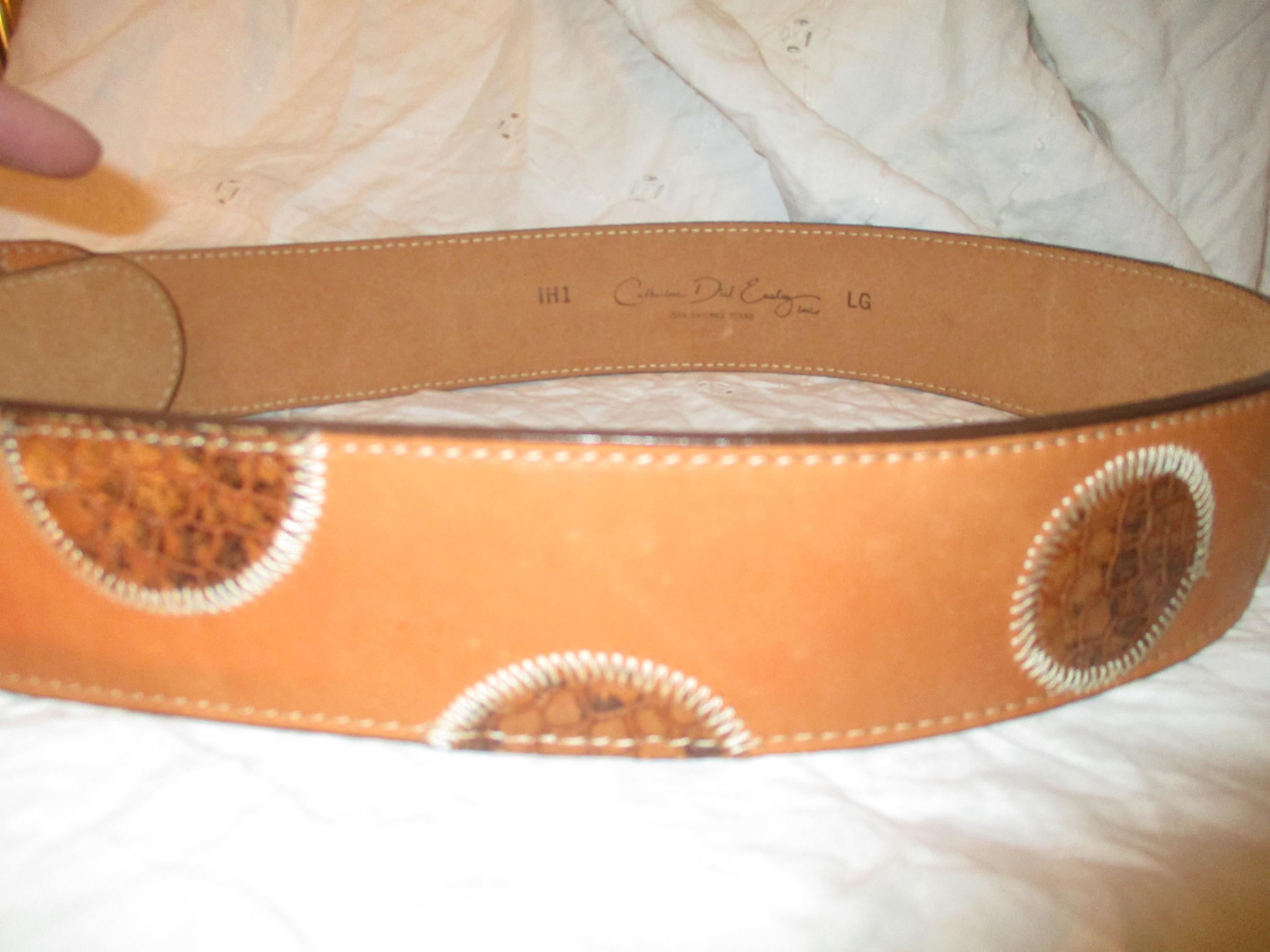 Catherine Dial Easley Vintage Leather Belt With Snakeskin  display picture 1