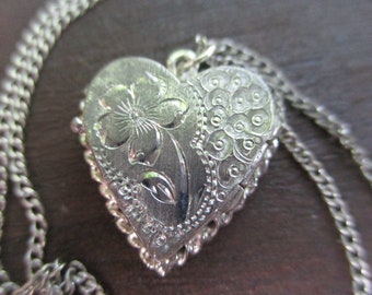 sterling silver heart pendant locket necklace
