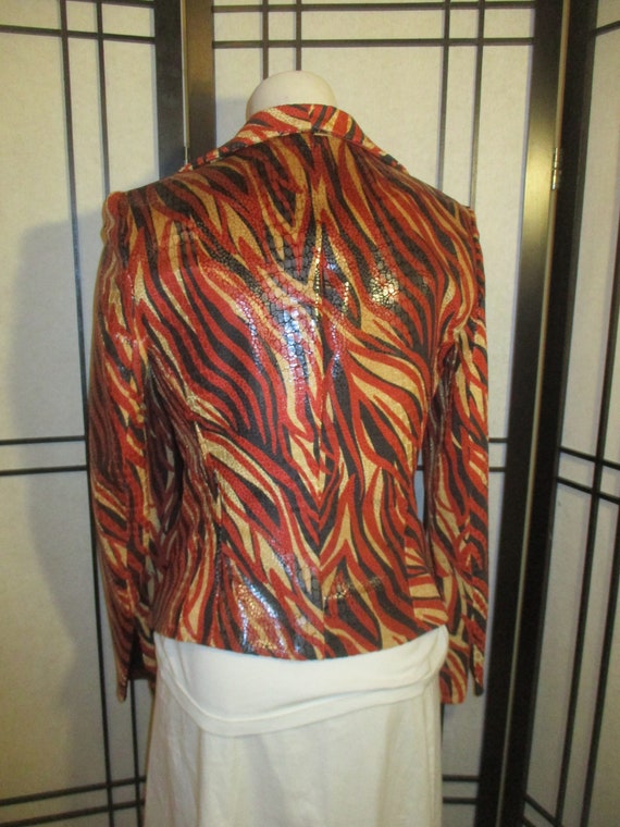 Cache snakeskin embossed faux leather moto jacket - image 4