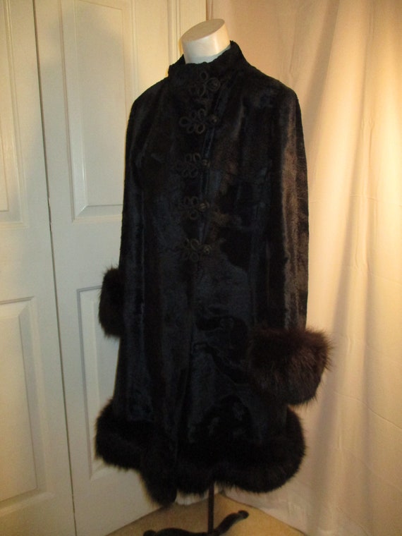 crushed velvet with fox trim coat - image 7