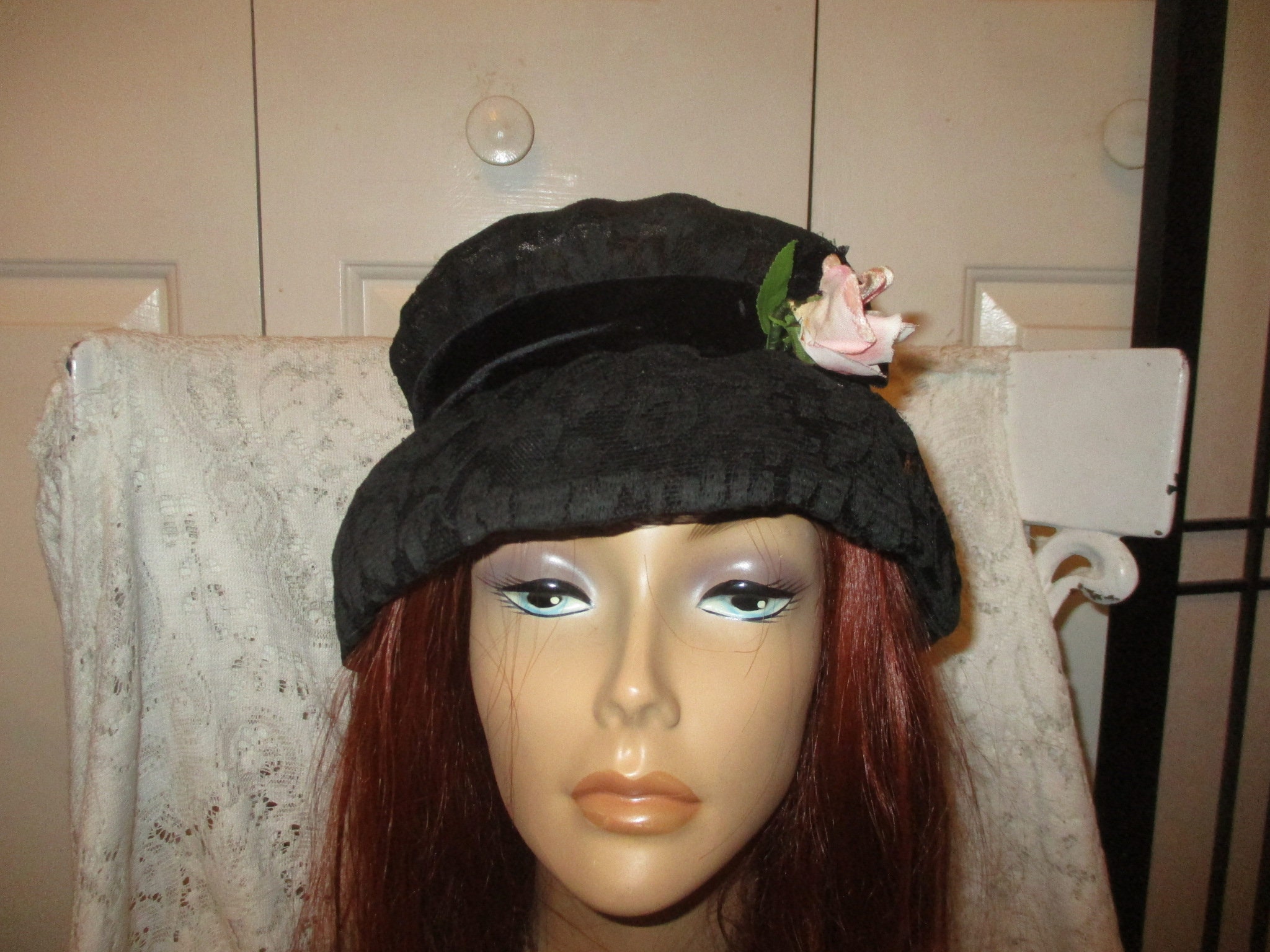 Montaldo’s Miss Alice Ladies Vintage Woven Nylon Crescent Style Hat Cream With O il_fullxfull.  main image 2