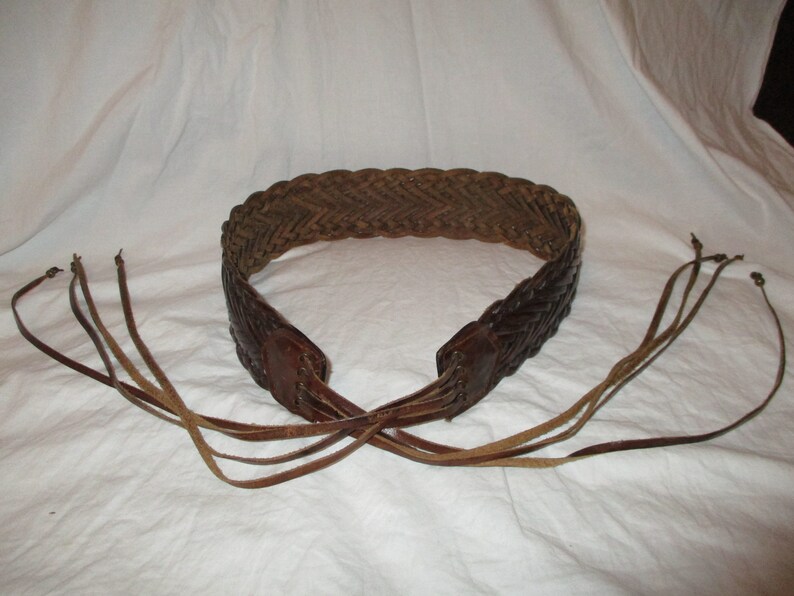 wide woven leather fringed belt