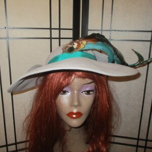Vintage Ruth Kropveld Chapeau Creations Navy Organza Bow Occasion Hat w Tag Chapeau Creations Ruth Kropveld Cartwheel Ladies Hat Straw  main image 4