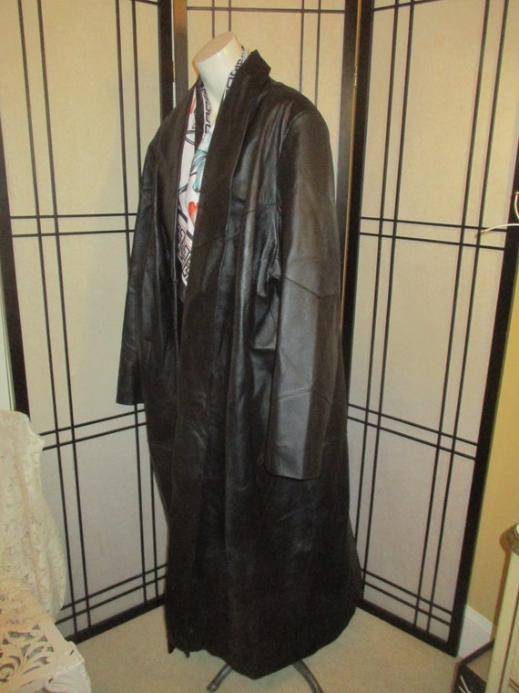 Marvin Richard long leather open front coat - image 6