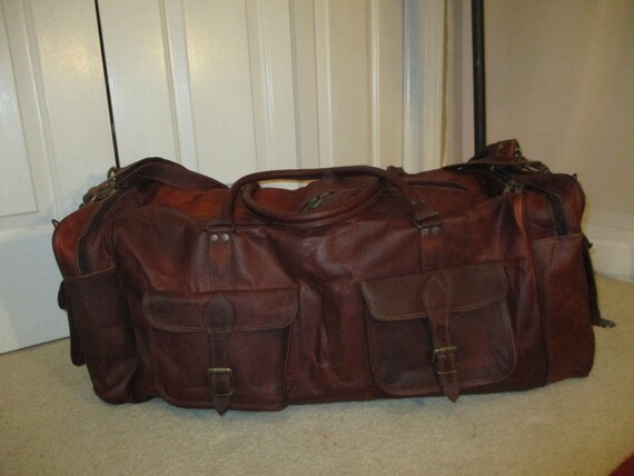 XXL distressed leather duffel bag