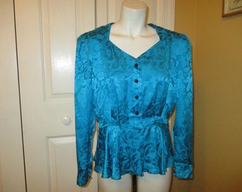 Liz Claiborne silk damask peplum blouse
