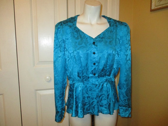 Liz Claiborne silk damask peplum blouse - image 1