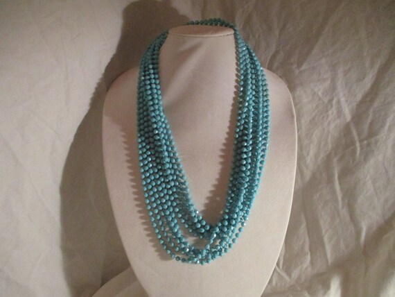 X long 5 strand turquoise beaded necklace - image 5