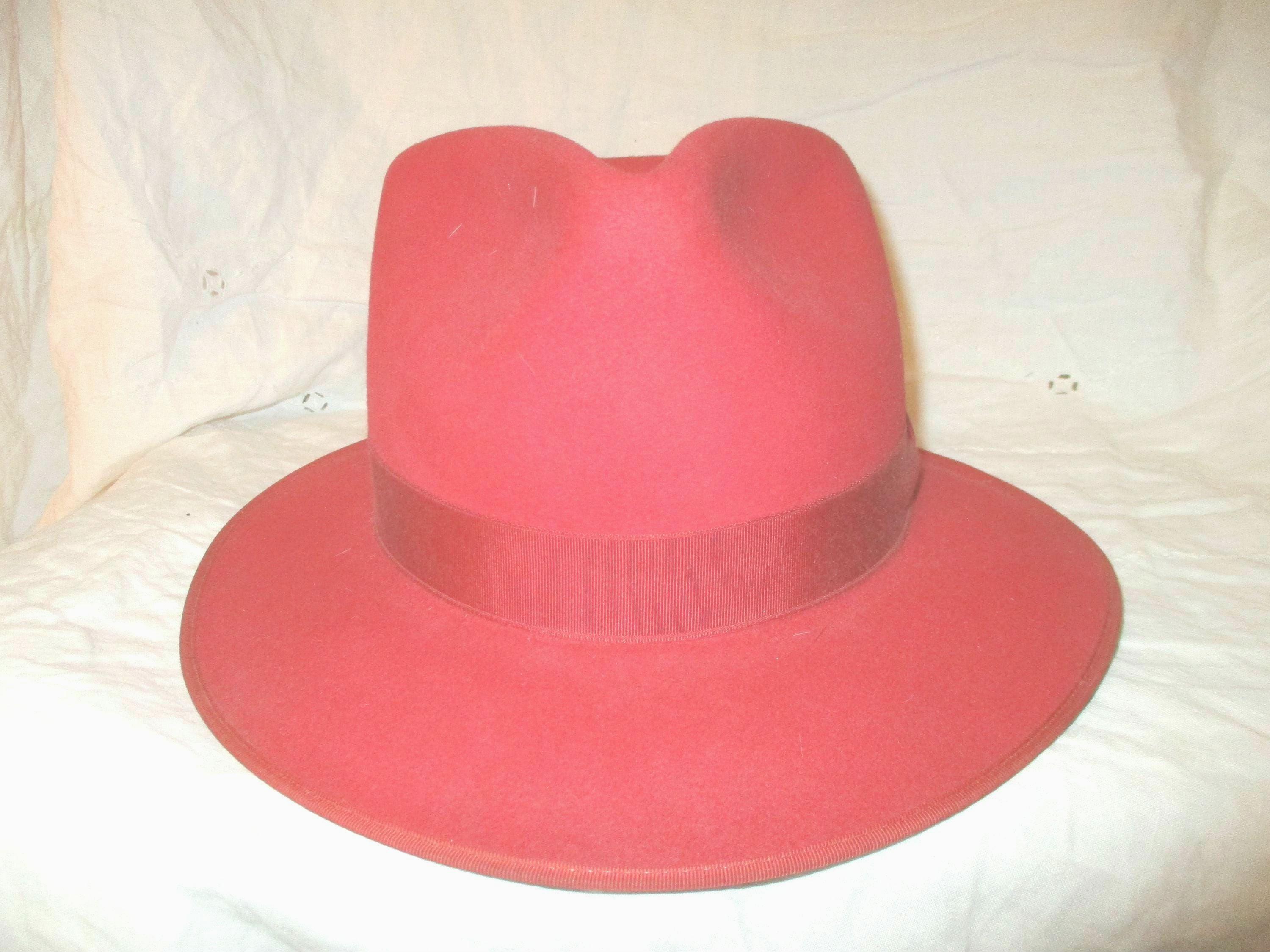 Dobbs Women’s Vintage Wool Felt Fedora Hat Size 7.5 Red Chic Designer 20/20 Collection. Red Hat. Fall Hat. Winter Hat. Felt Hat  main image 2