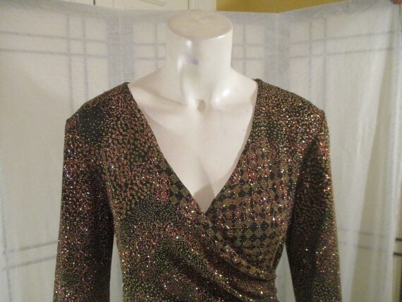 MSK mock wrap stretchy glitter long sleeve night … - image 2