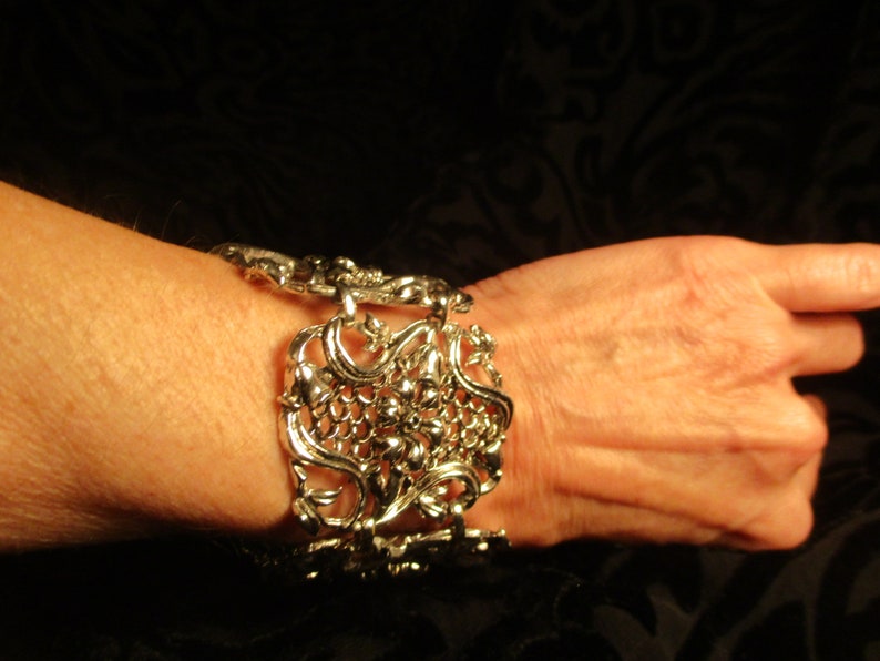 Art nouveau filigree wide bracelet image 2