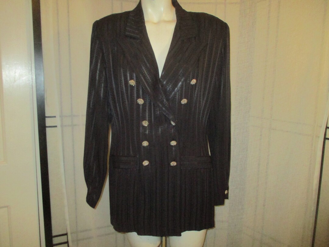 Dani Michaels Pin Strip Long Fitted Blazer - Etsy