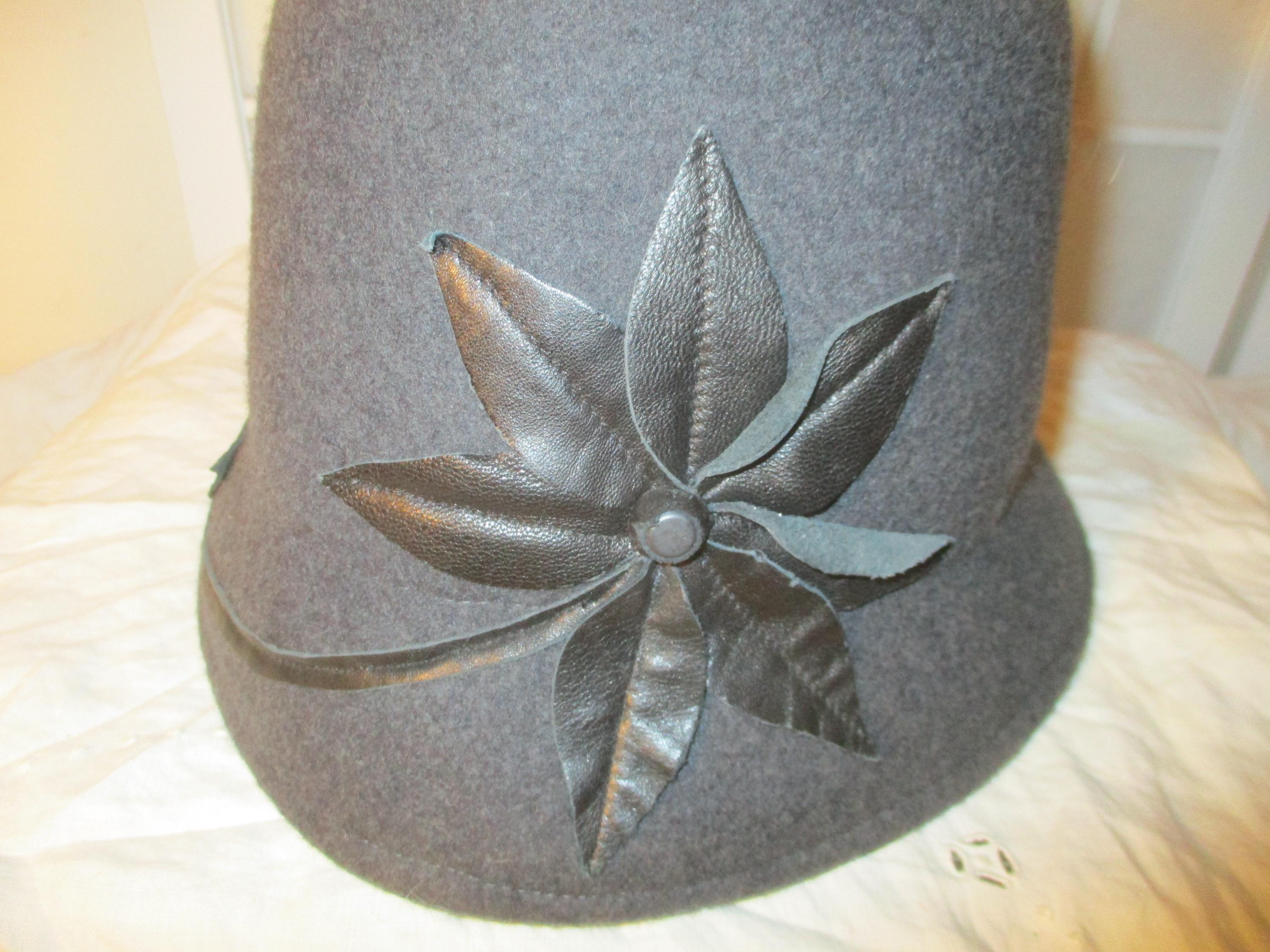 Ophelia Wool Felt Cloche Hat With Leather Trim - Etsy