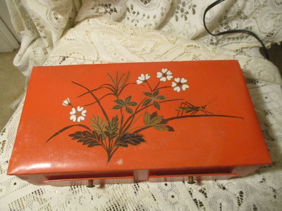 hand painted cardboard and paper  jewelry box wit… - image 1