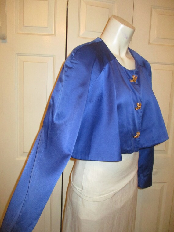cropped satin swing jacket/blazer - image 3