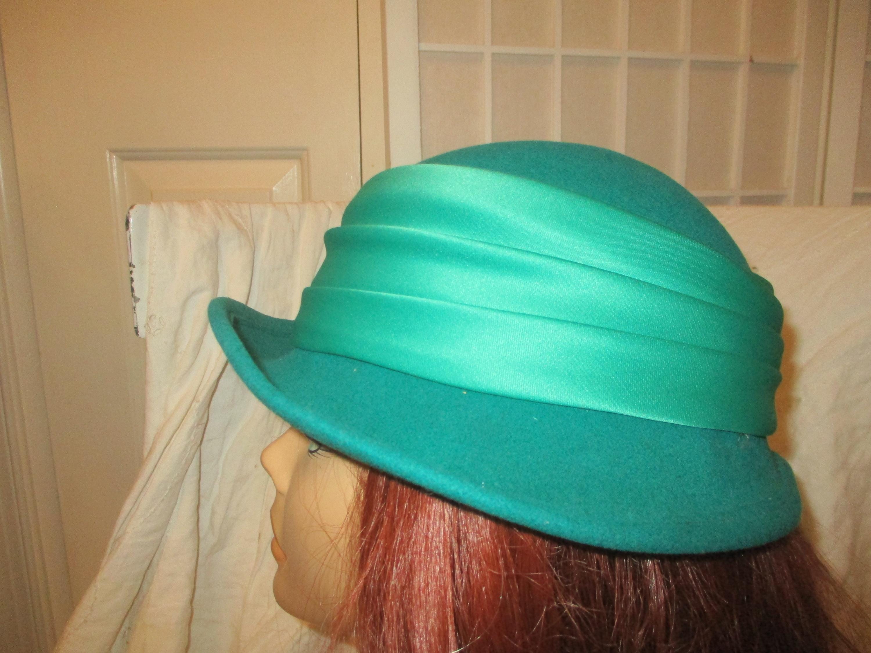 Vtg Adolfo II I. Green & Tan Wool Felt Cloche Bow Church High Tea Hat Sz S New York Cloche Hat - Etsy main image 4