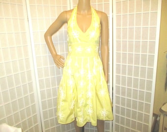 Lilly Pulitzer yellow & white cotton halter dress