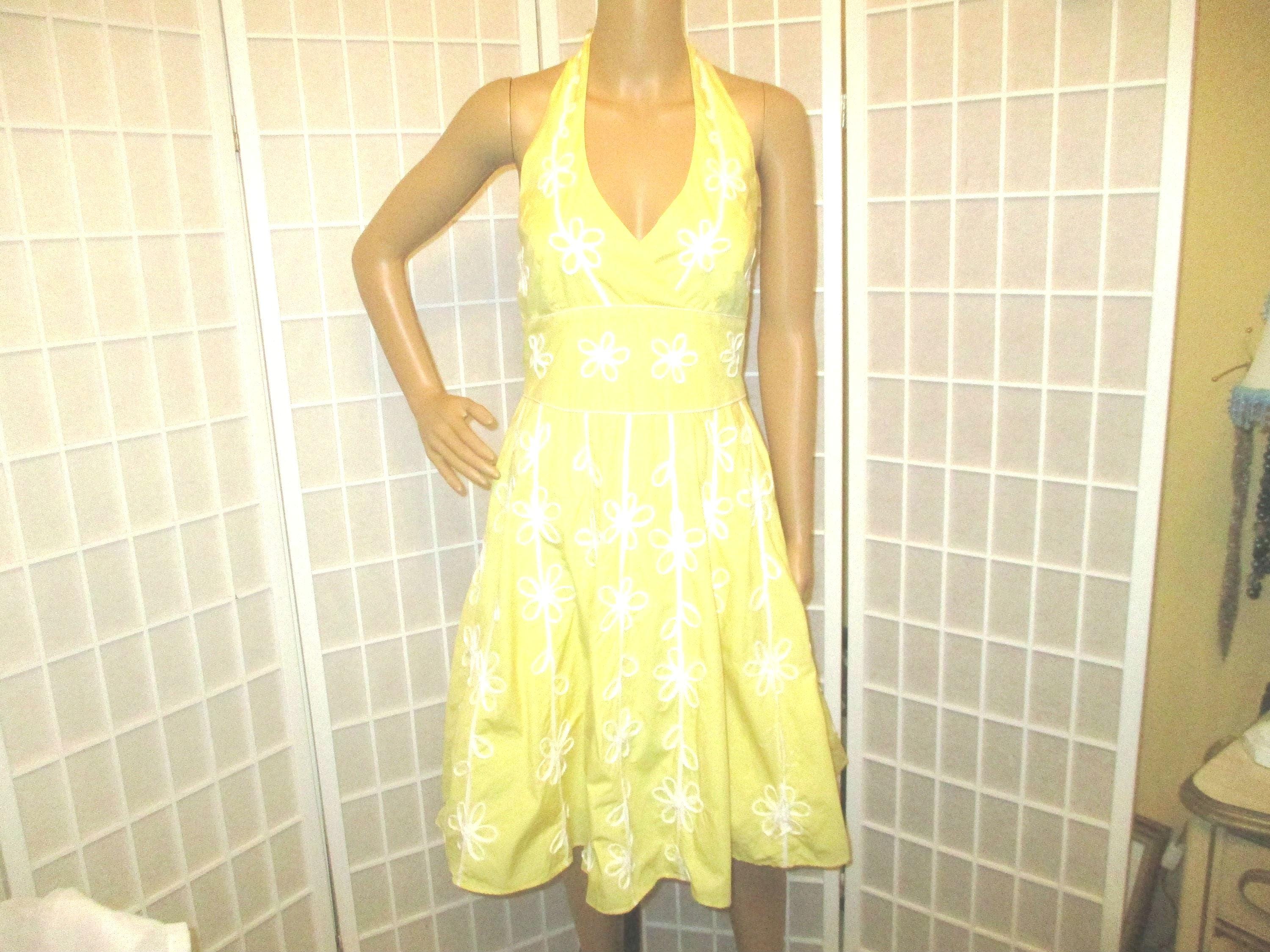 Lilly Pulitzer Yellow & White Cotton Halter Dress - Etsy
