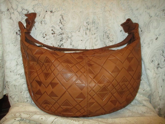 geometric embossed leather hobo - image 4