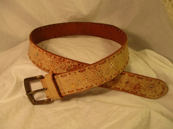 Fossil Womens Braided Genuine Leather Belt Woven Brown/Gold Medium  Accessory NWT