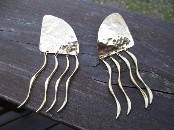 large hammered dangle earrings - image 1