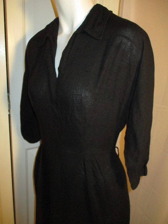 3/4 sleeve 1940's linen dress - image 4