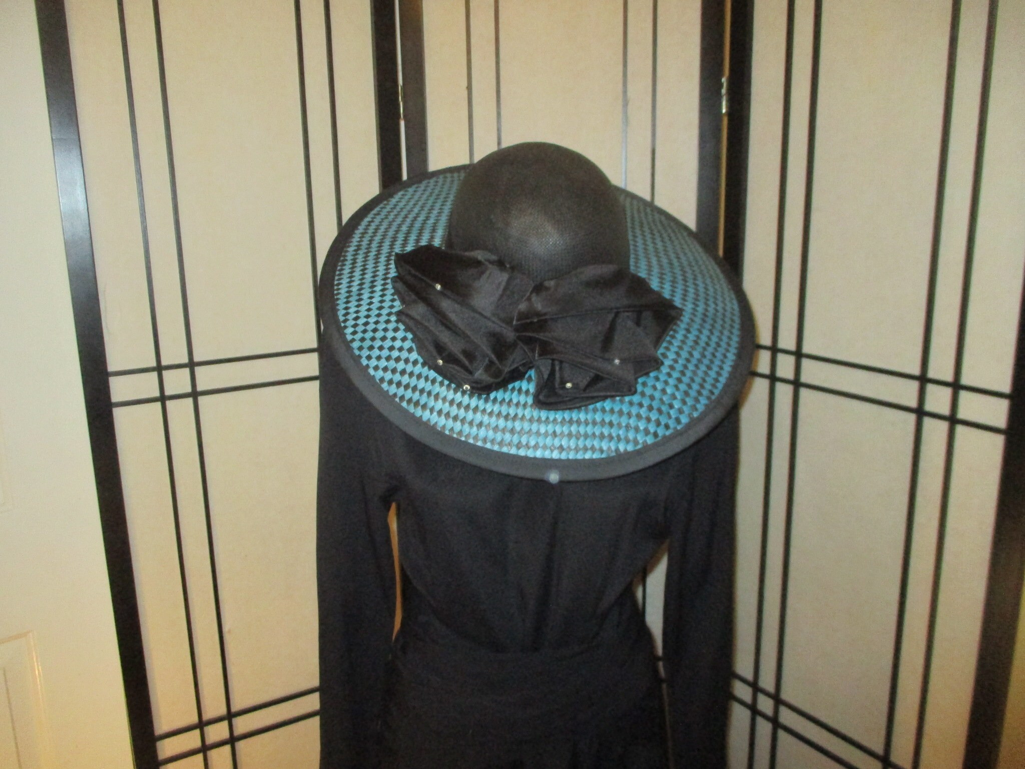 Sonni San Francisco Turquoise & Black Wide Brim Hat Sonni San Francisco - Etsy main image 2