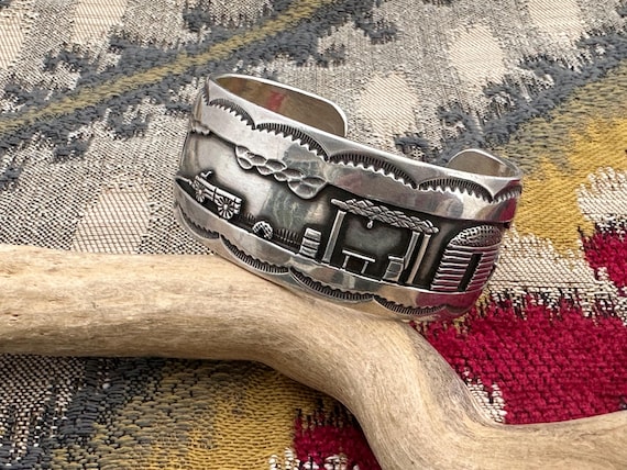 R. H Begay Vintage Story Teller Cuff Sterling Silver … - Gem R. H Begay Vintage Story Teller Cuff Sterling Silver … - Gem