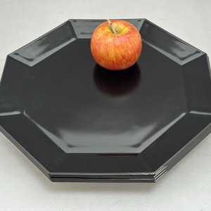 Arcoroc France Octime Black Glass Platters - 13.5&quot; Set of 4