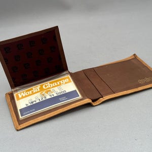 Pierre Cardin Vintage - Cartera de piel de cordero de dos tonos, sin usar, artículos de piel de diseñador, color marrón tostado