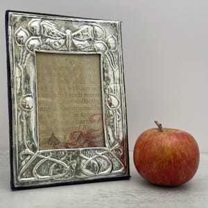 John Bull Ltd England Sterling Silver Picture Frame - 1982 Art Nouveau Butterfly and Vine Repousse Hallmarked Design