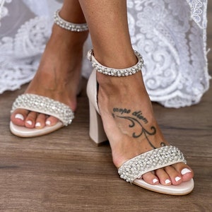 block heel wedding shoes, handmade bridal heels, ivory leather heels AGAPE
