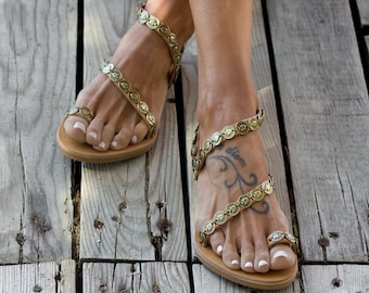 Treasure Hunt sandals, Greek sandals, Gladiator sandals, Boho sandals women, Coin sandals, Ethnic sandals, Greek leather sandals