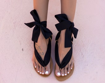 leather sandals, lace up sandals, boho sandals, black Ribbon sandals, Greek sandals women,greek leather sandals gift for her, ANAFI